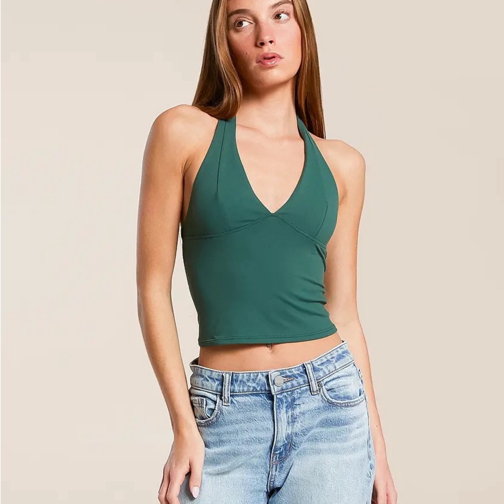 Deep Green Women's V-Neck Tank Top